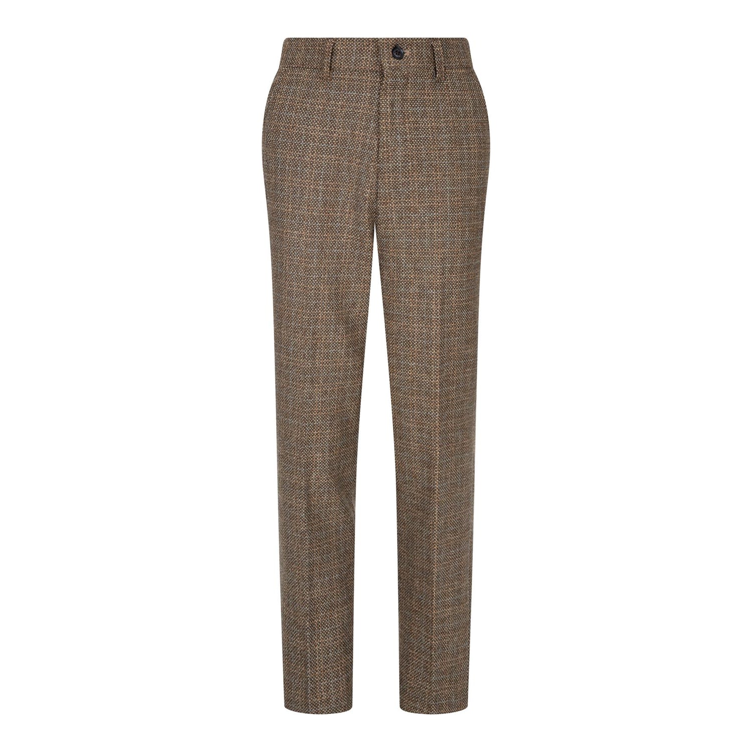 Boys 3 Piece Brown Tweed Check Vintage Retro Suit