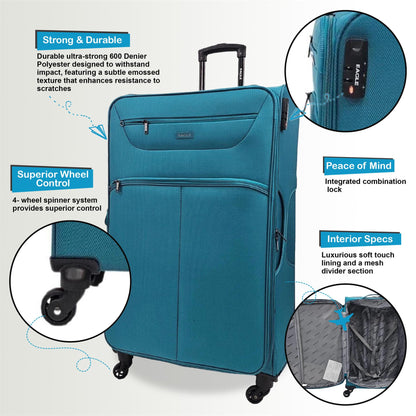 Baileyton Extra Large Soft Shell Suitcase in Teal
