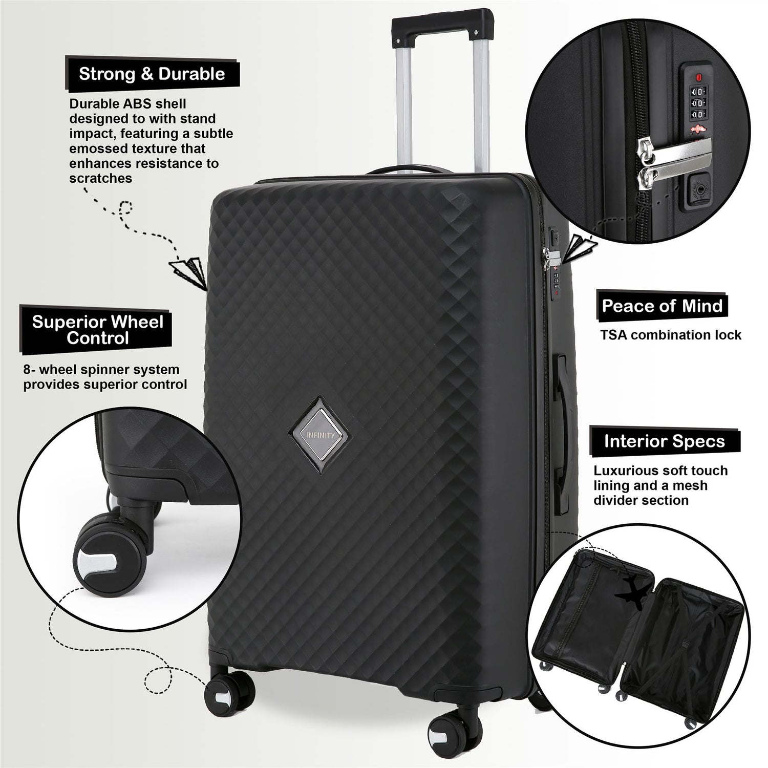 Courtenay Cabin Hard Shell Suitcase in Black