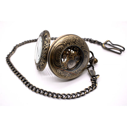 Vinatage Mechanical Alloy Skeleton Half Hunter Pocket Watch