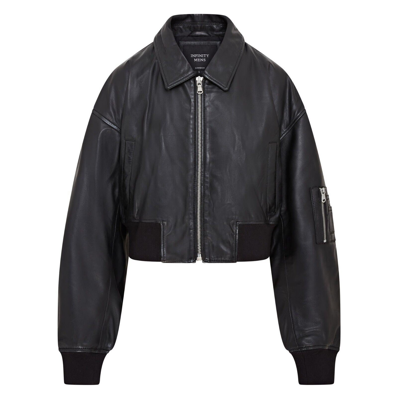 Womens Oversized Leather MA-1 Bomber Jacket - Warrington