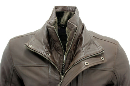 Mens Classic Warm Leather Mid Length Overcoat-Eastwood