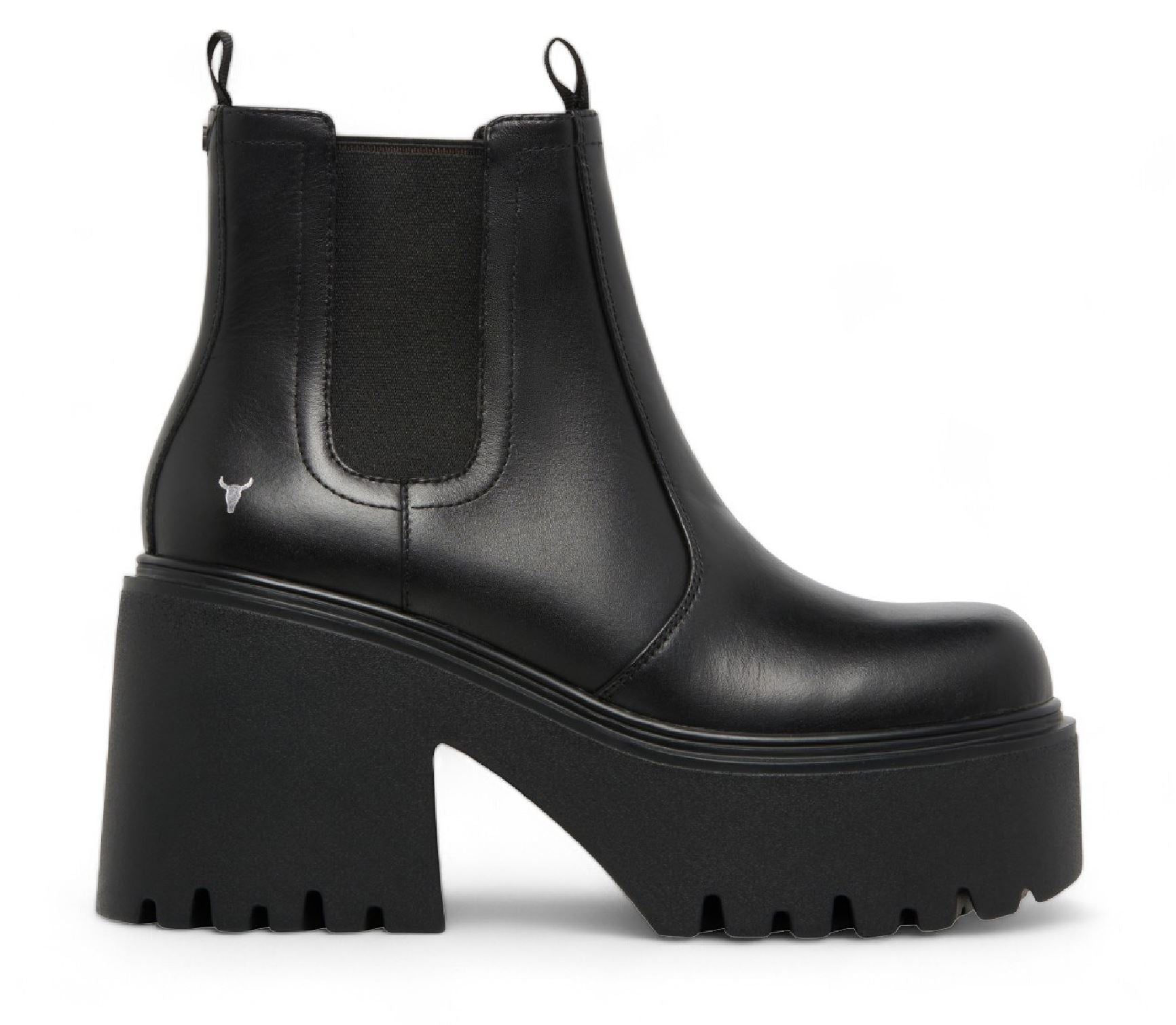 Windsorsmith Black Leather Platform Chelsea Boots - Tricky