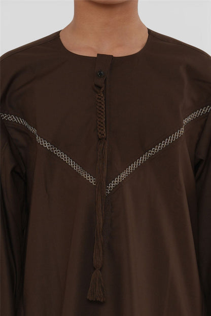 Kids Boys Moroccan Embroidered Djellaba Islamic Jubba Robe Tassel Ramadan Thobe