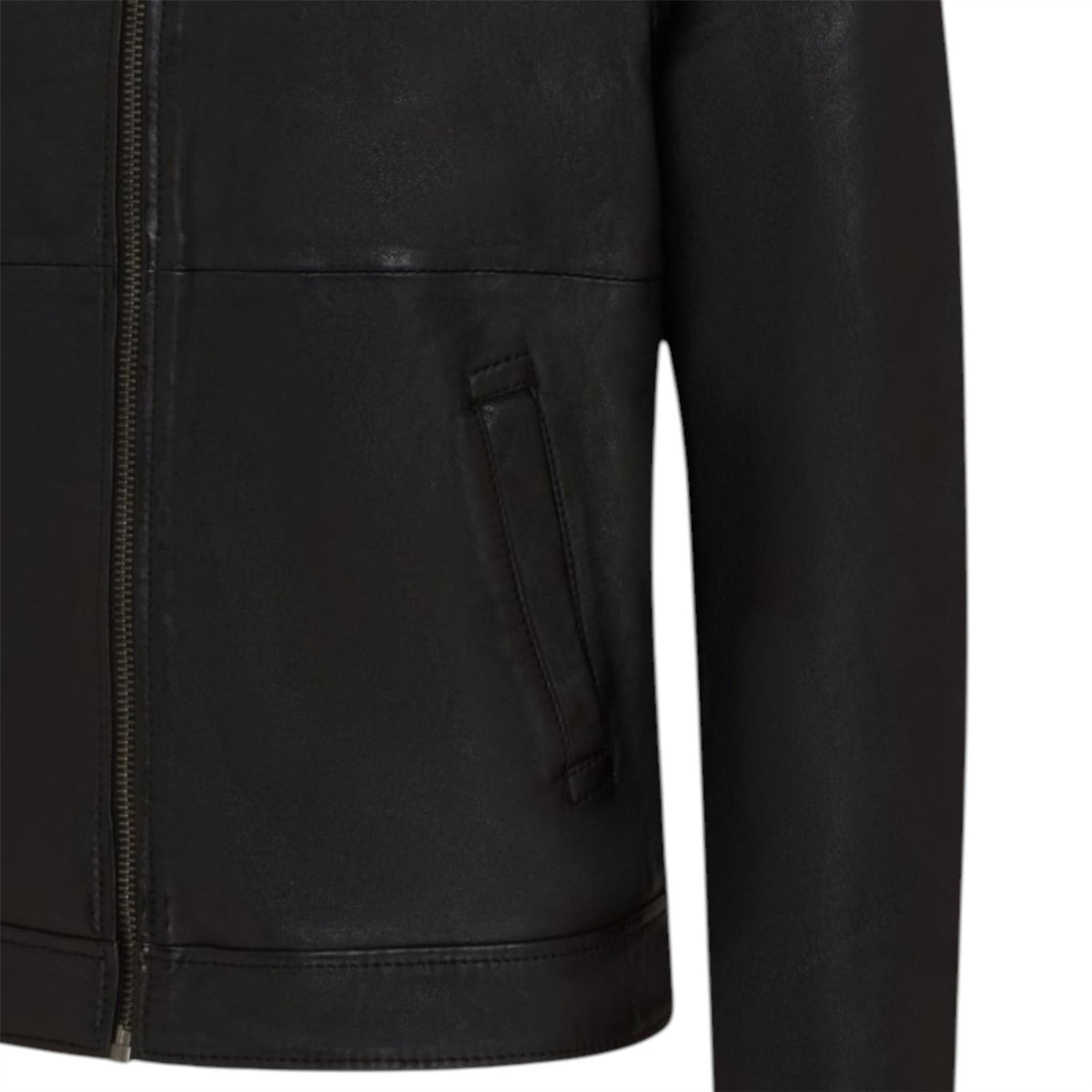 Mens Leather Harrington Collar Biker Jacket - Alpha