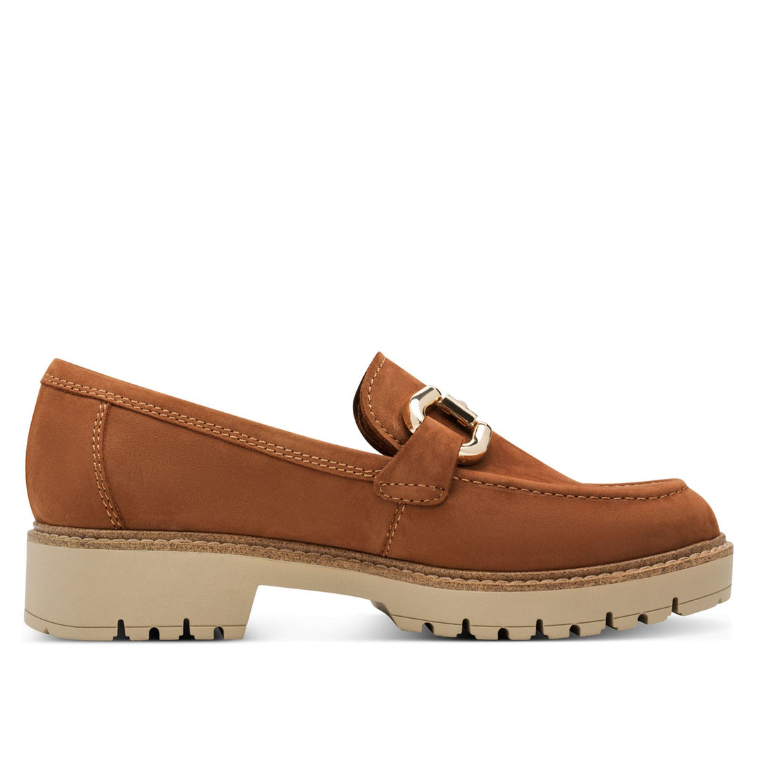 Tamaris Womens Cognac Tan Brown Leather Loafers Slip-On Platform Shoes