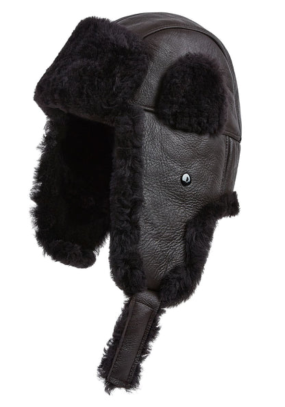 Mens RAF Aviator Sheepskin B-55 Trapper Hat Winter Warm Leather Navigator Hat