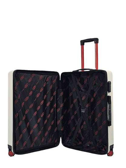 White Hard Shell Classic Suitcase Set 8 Wheel Cabin Luggage Case Holiday Travel
