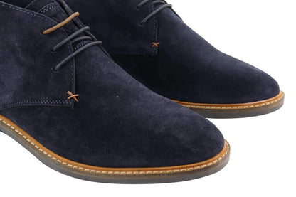 Mens Navy Suede Lace Up Chukka Boots - Upperclass Fashions 