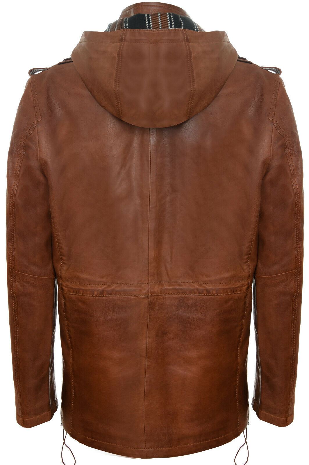 Mens Classic  Leather Hooded Trench Overcoat-Edgware