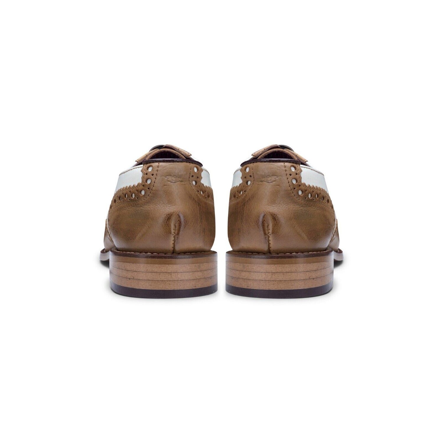 Mens Classic Oxford Tan/White Leather Gatsby Brogue Shoes