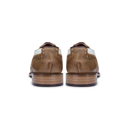 Mens Classic Oxford Tan/White Leather Gatsby Brogue Shoes