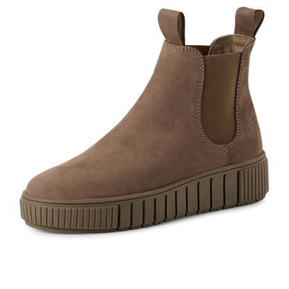 Tamaris Womens Taupe Brown Leather Chelsea Ankle Boots