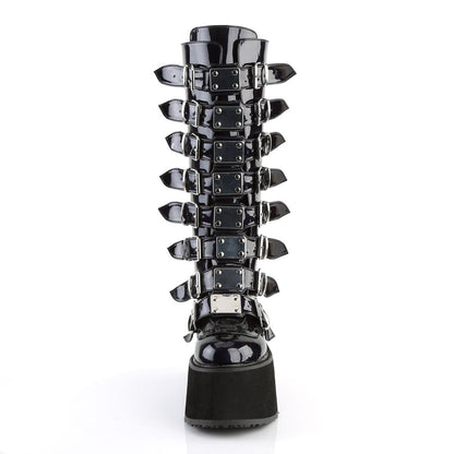 Demonia Damned 318 Black Holographic Knee High Platform Boots
