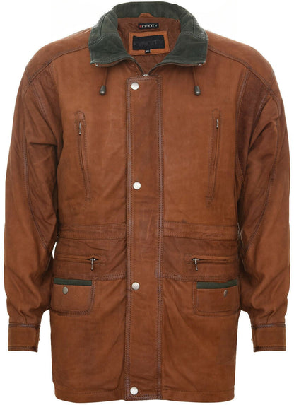Mens 3/4 Nubuck Leather Parka Coat-Farnham - Upperclass Fashions 