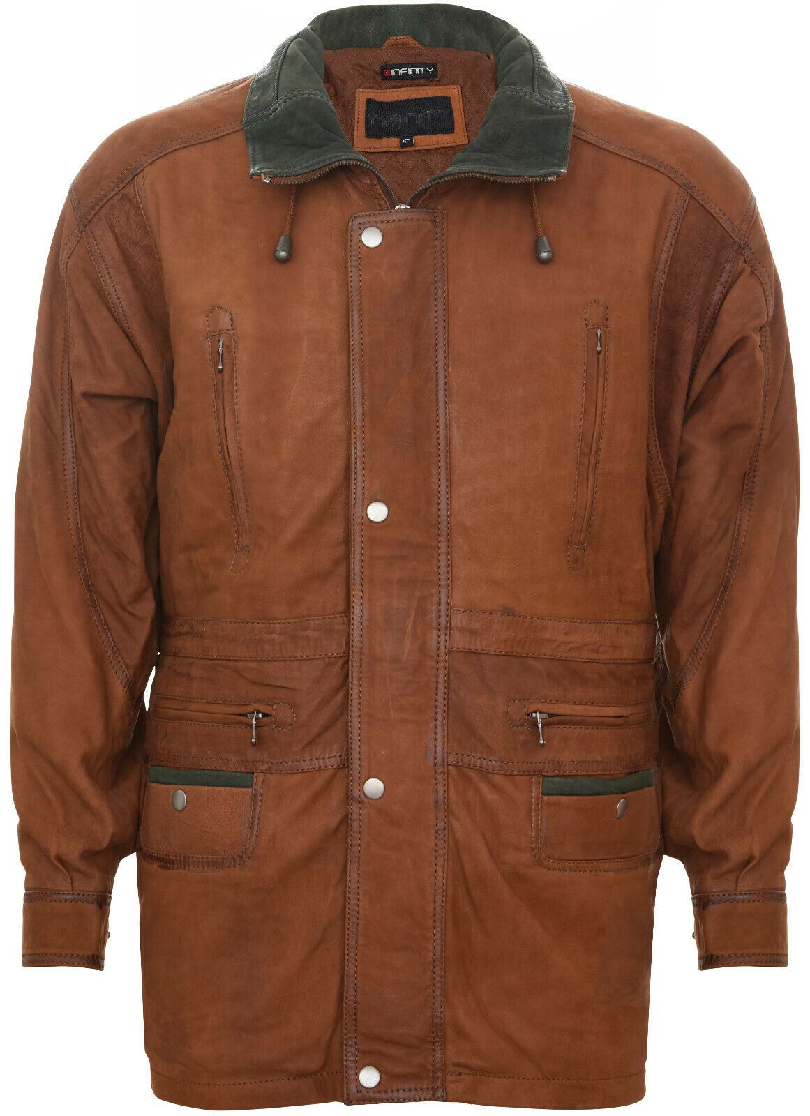 Mens 3/4 Nubuck Leather Parka Coat-Farnham