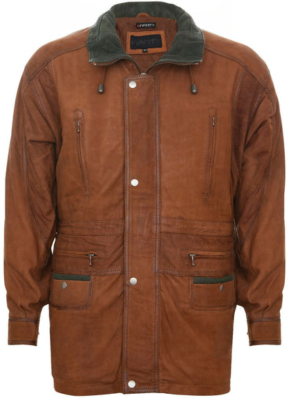 Mens 3/4 Nubuck Leather Parka Coat-Farnham