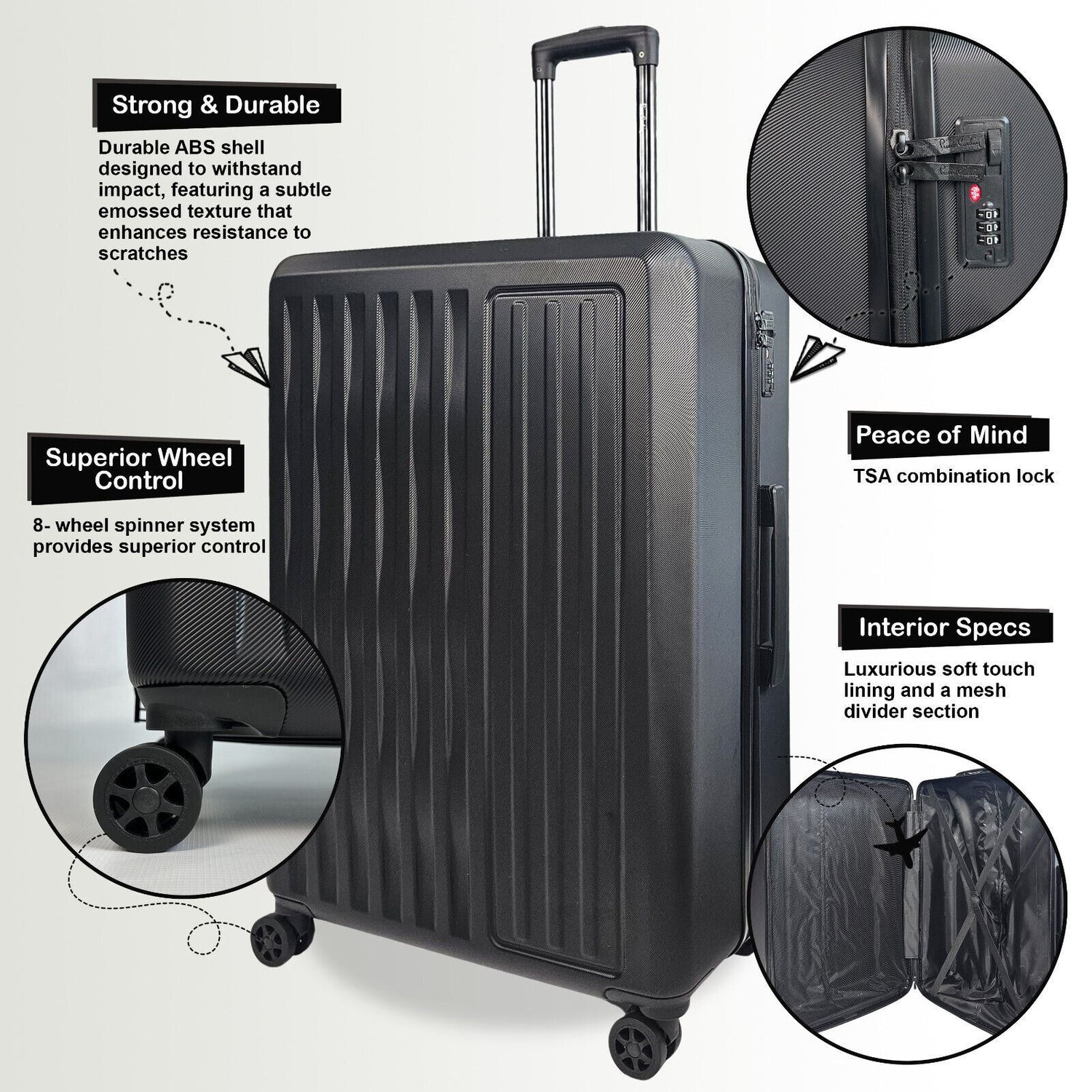 Cullman Large Hard Shell Suitcase in Black