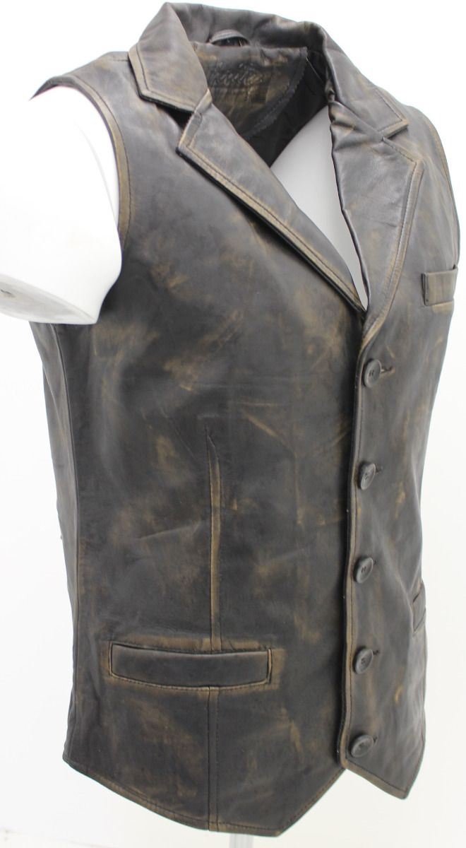 Mens Classic Leather Waistcoat-Gosport - Upperclass Fashions 