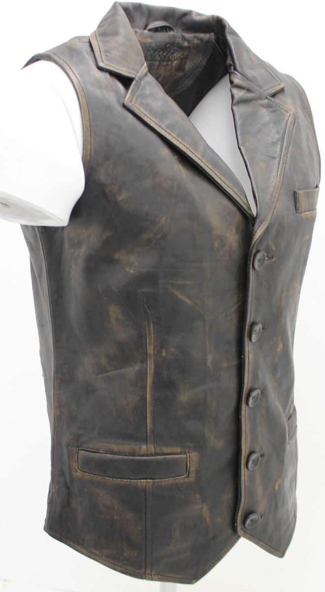 Mens Classic Leather Waistcoat-Gosport