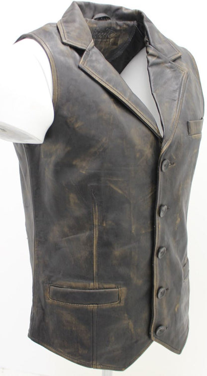 Mens Classic Leather Waistcoat-Gosport
