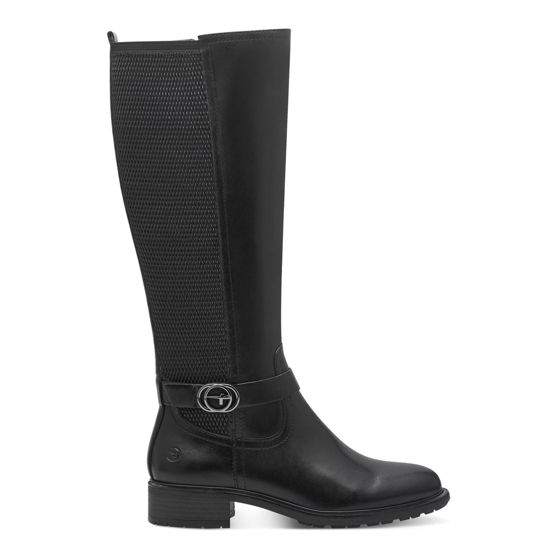 Tamaris Womens Black Leather Knee High Riding Boots