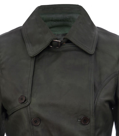 Womens Mid Length Leather Trench Coat -Oakham