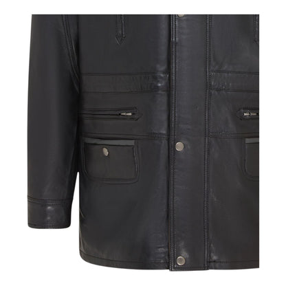 Mens Soft Italian Leather Parka Coat-Winnipeg
