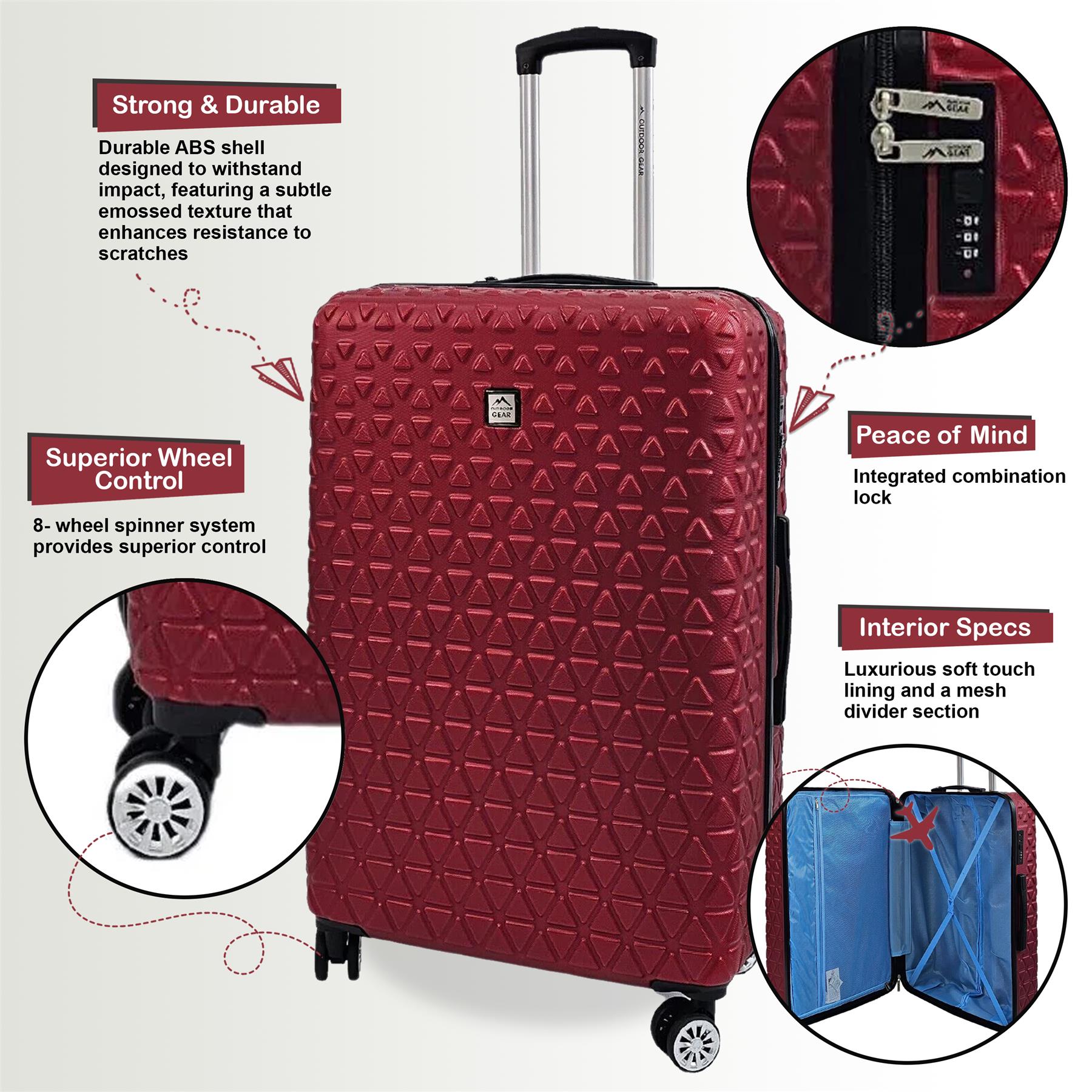 Adamsville Large Hard Shell Suitcase in Burgundy