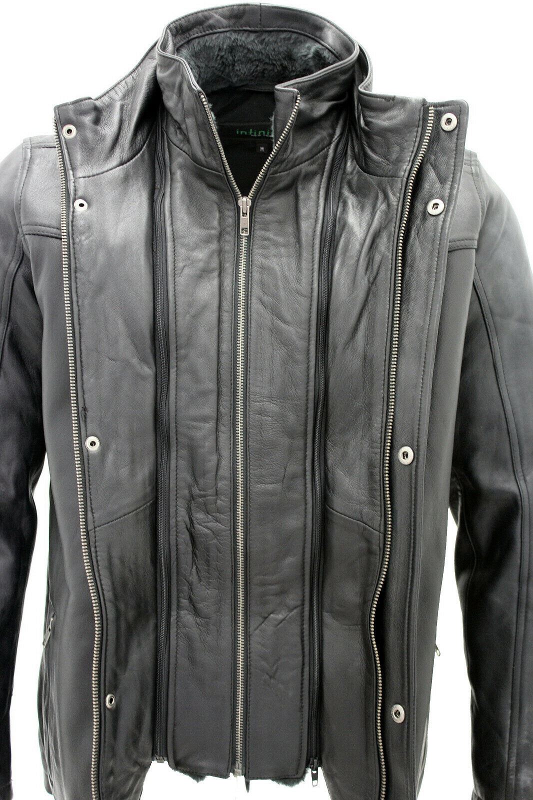 Mens Classic Warm Leather Mid Length Overcoat-Eastwood