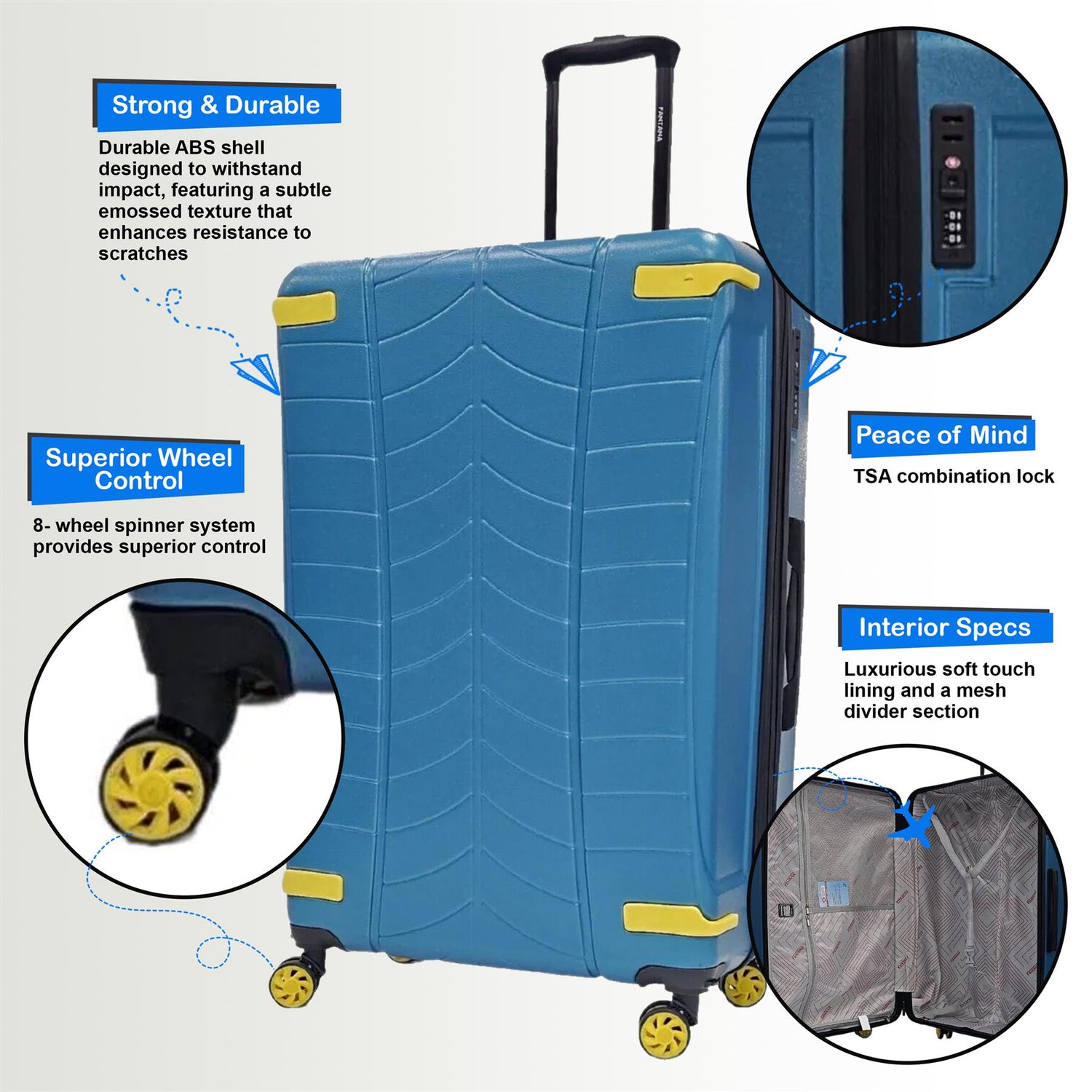 Bynum Cabin Hard Shell Suitcase in Blue