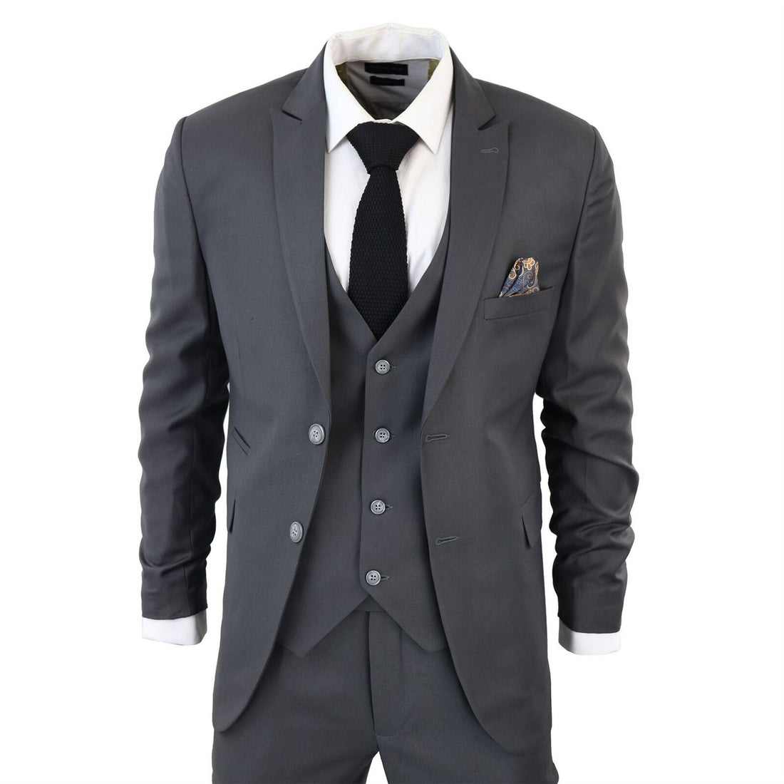 Mens IM1 Classic Plain Charcoal 3 Piece Suit