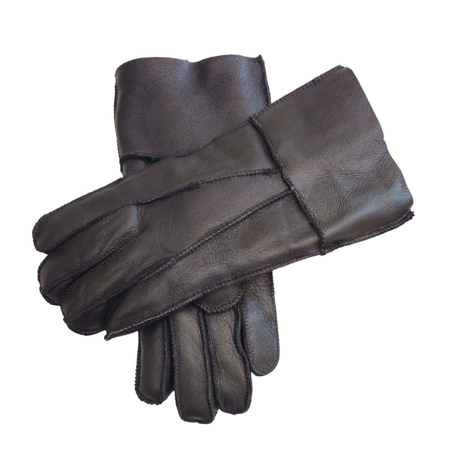 Unisex Sheepskin Leather Gloves with Roll Up/Down Cuff