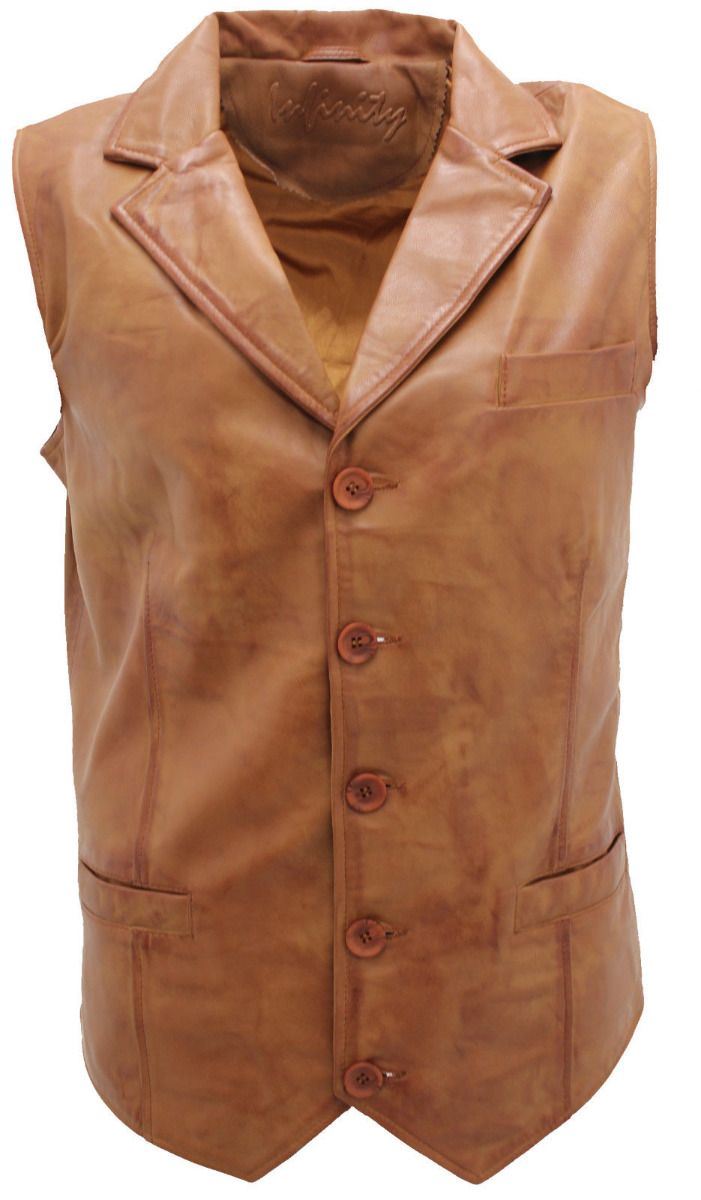 Mens Classic Leather Waistcoat-Gosport