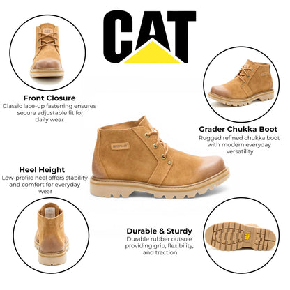 CAT (Caterpillar) Tan Leather Hiking Mid-Cut Chukka Ankle Boots - Grader