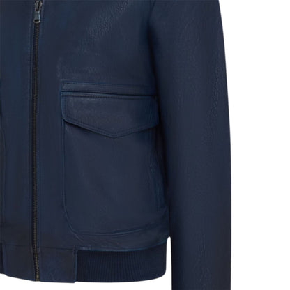 Mens Leather Aviator Bomber Jacket - Lunar