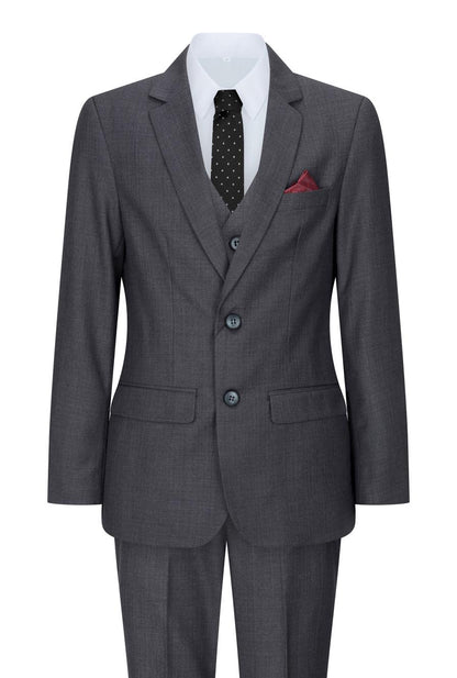 Boys 3 Piece Charcoal Grey Classic Retro Suit