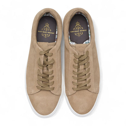 Antique Rogue Men’s Stone Taupe Suede Leather Trainer Sneaker Shoes - Gibbs
