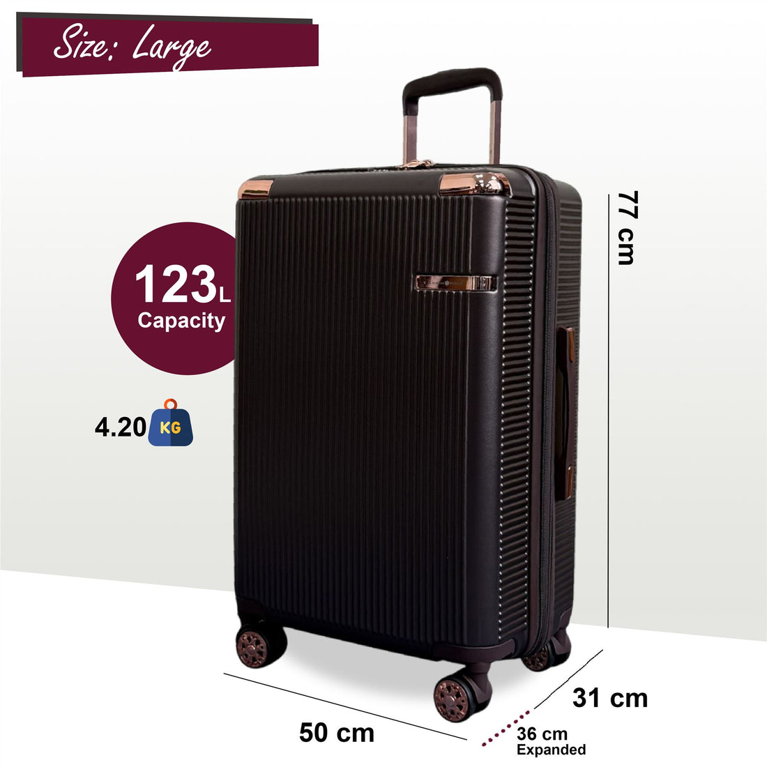 Cowra Large Hard Shell Suitcase in Marron