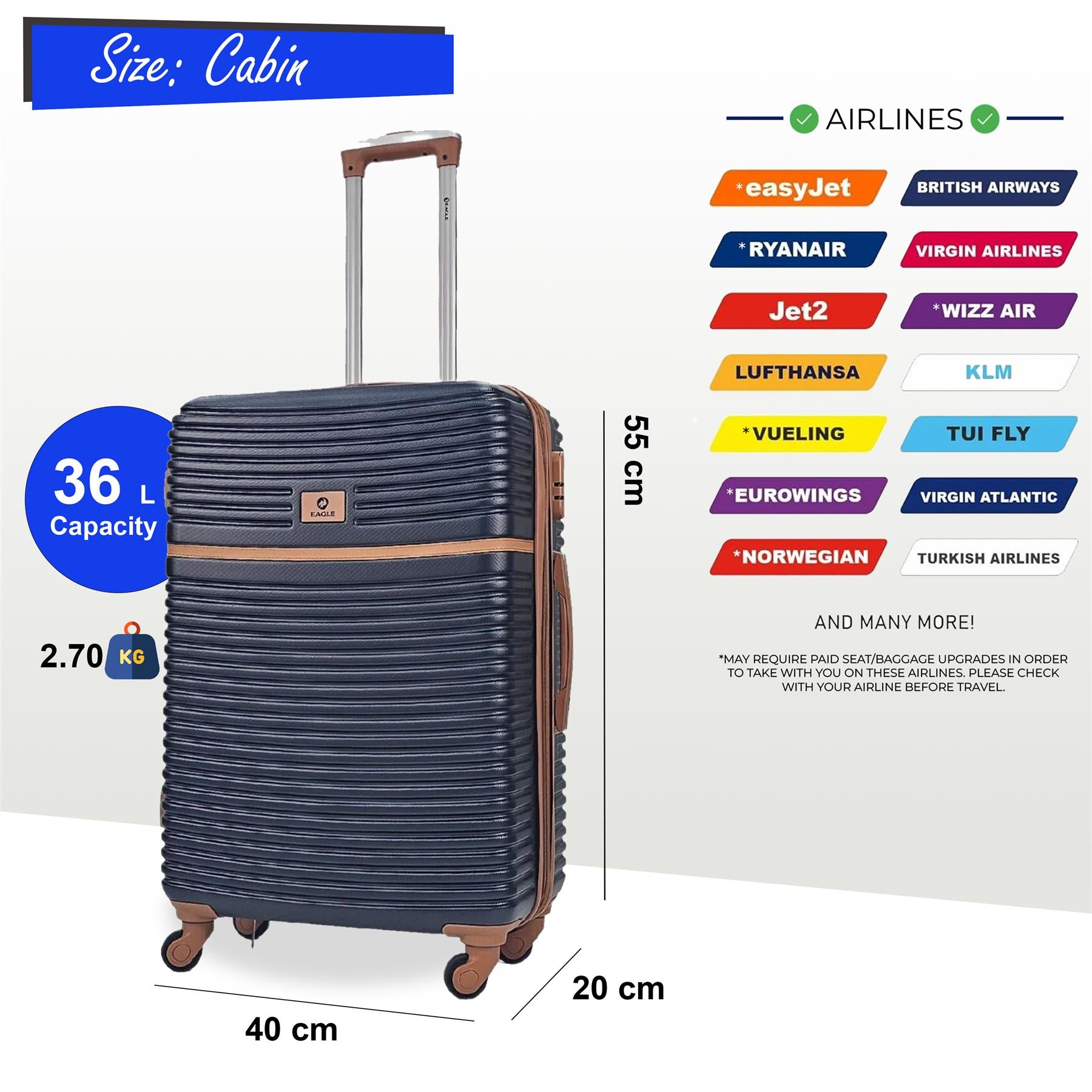 Hardshell Cabin Robust 4 Wheel ABS Luggage Travel Bag