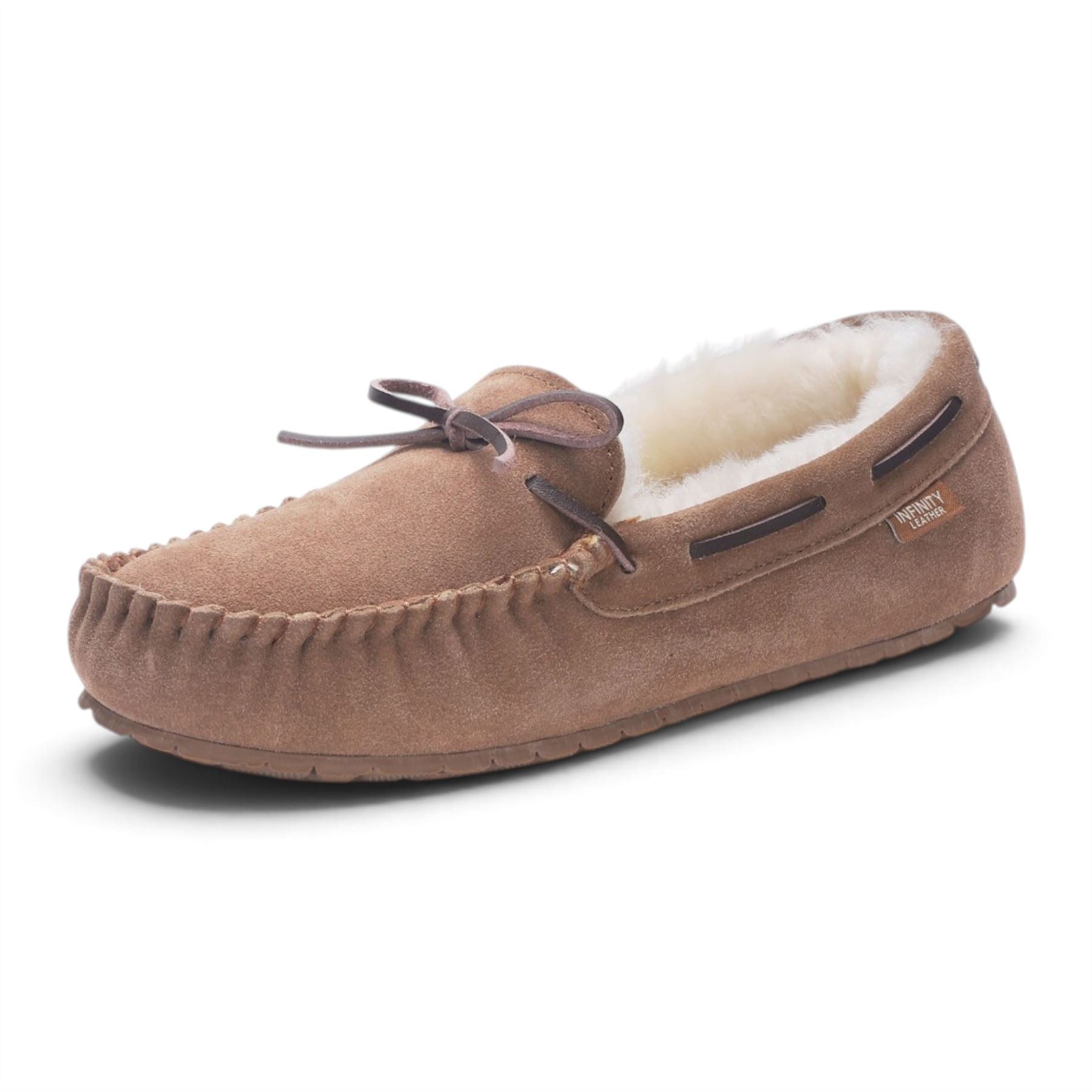 Men’s Chestnut Tan Genuine Sheepskin Moccasin Winter Slippers - Flint