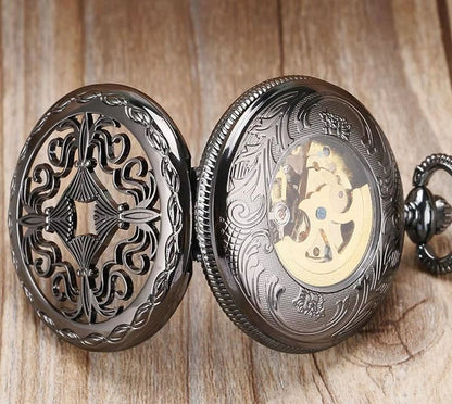 Antique Brass Alloy Skeleton Half Hunter Pocket Watch