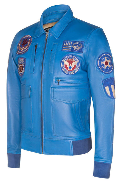 Mens Leather Pilot Bomber Jacket - Crediton