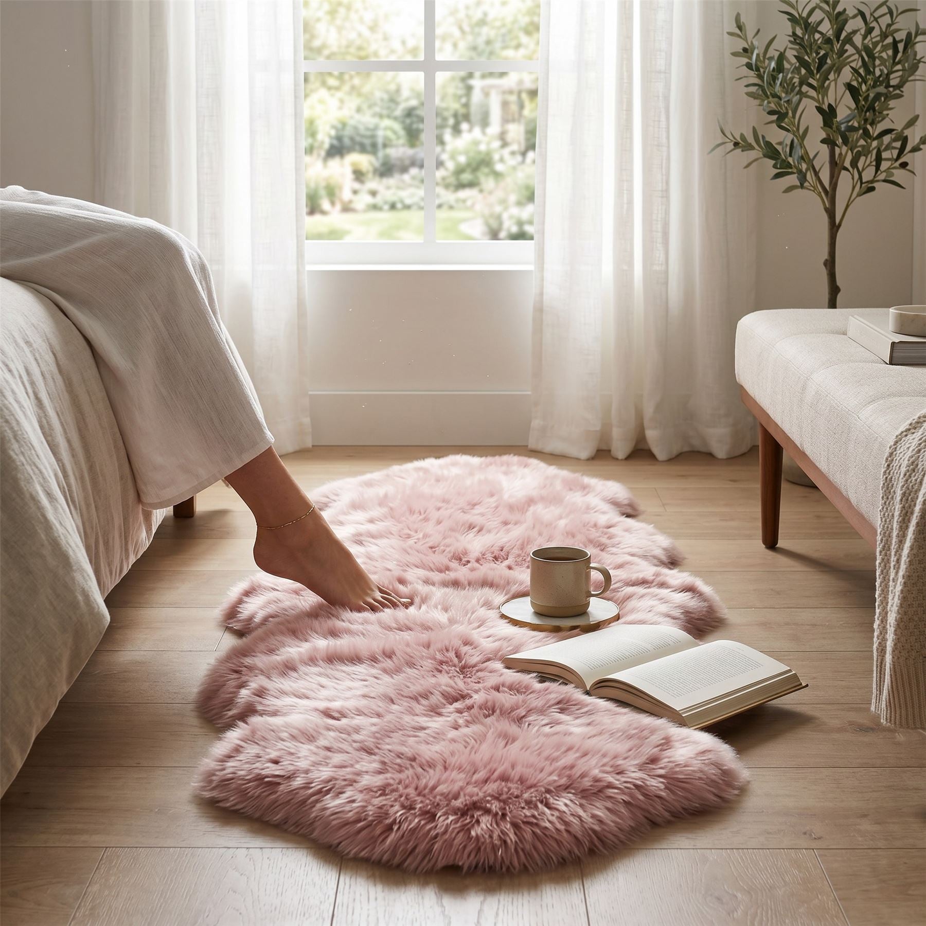 Genuine Sheepskin Double Natural Fluffy Silky Soft Real Wool Rug