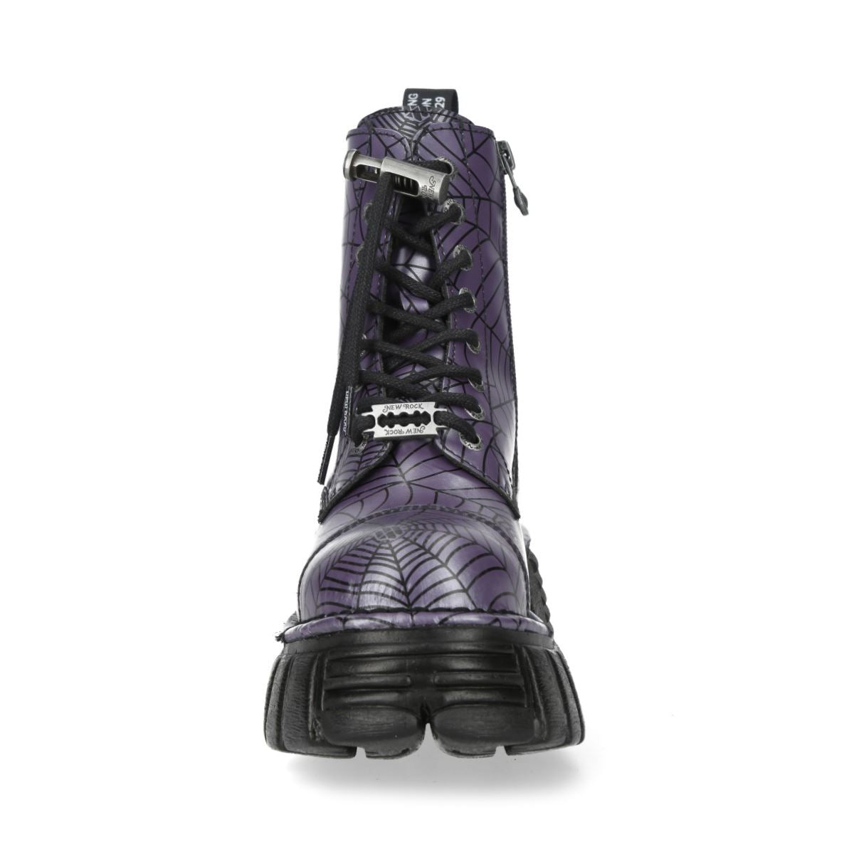 New Rock Purple Leather Gothic Military Biker Boots - MILI083CCT-C122