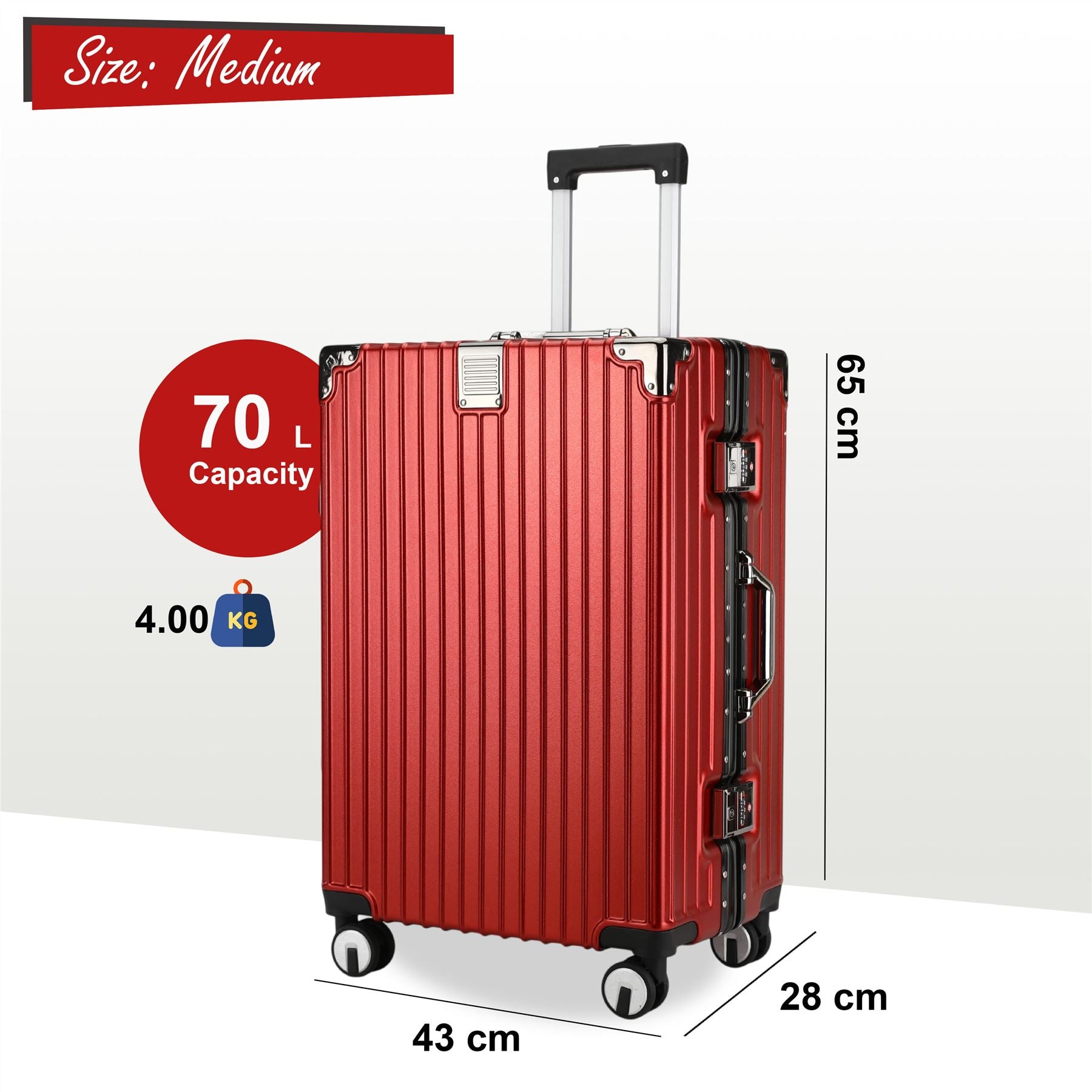 Airdrie Medium Hard Shell Suitcase in Red
