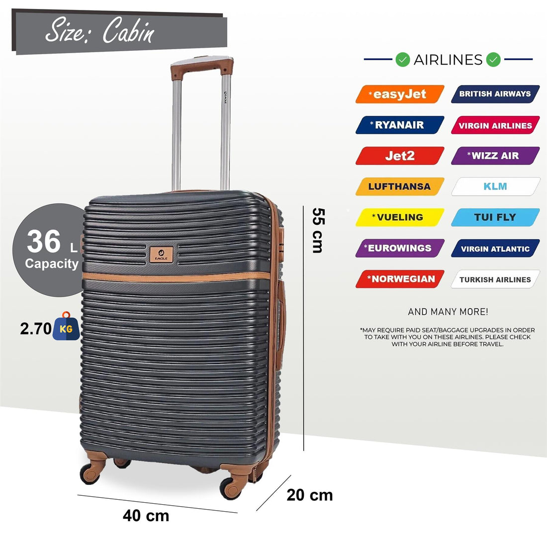 Hardshell Cabin Robust 4 Wheel ABS Luggage Travel Bag