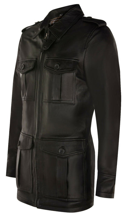 Mens Leather Safari Style Overcoat-Eastbourne