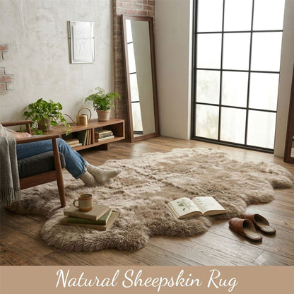 Genuine Sheepskin Quad Natural Fluffy Silky Soft Real Wool Rug