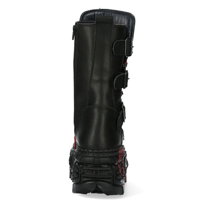 New Rock Mid Calf Punk Leather Boots-WALL028B-C1 - Upperclass Fashions 